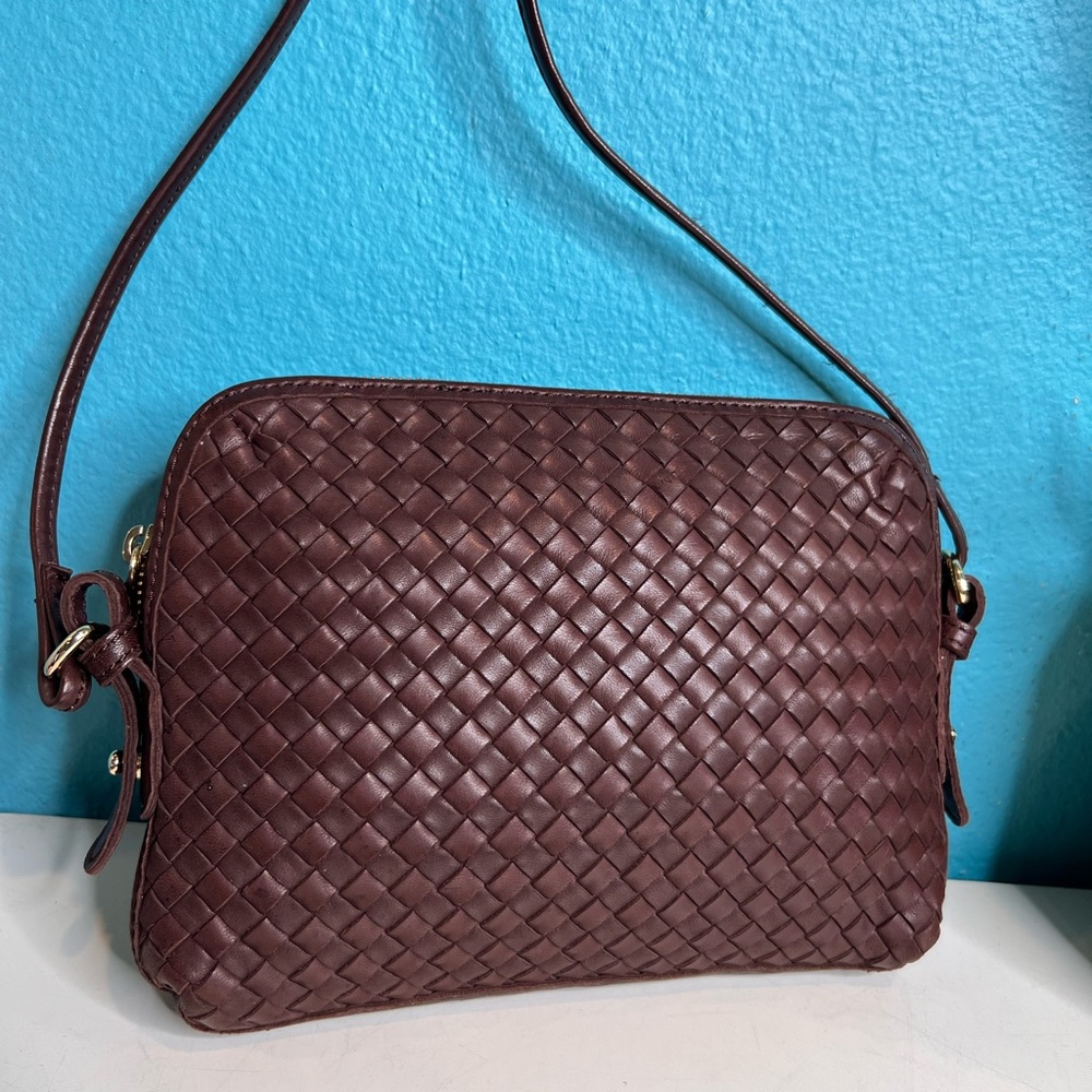 Beautiful Margot leather weaved very soft cross body bag.